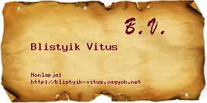 Blistyik Vitus névjegykártya